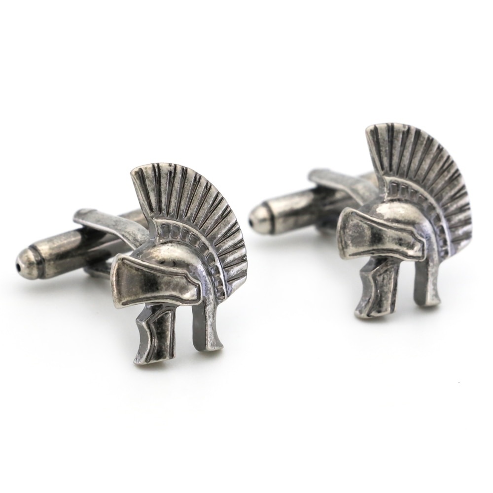 Ancient Roman Battle Helmet with Plume Cufflinks